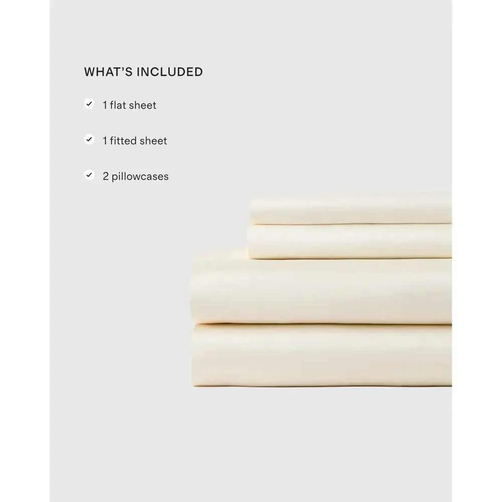 Quince Organic Bamboo Viscose Queen Sheet Set Sand Tan Queen 4 Pc NWOT